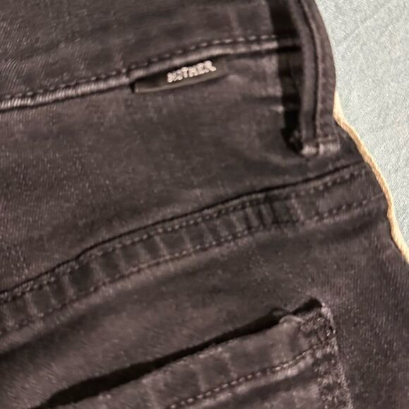 Mother Jean‎ Size 24 Black Insider Crop Step Fray Guilty Racer Stripe Bootcut - Picture 8 of 13